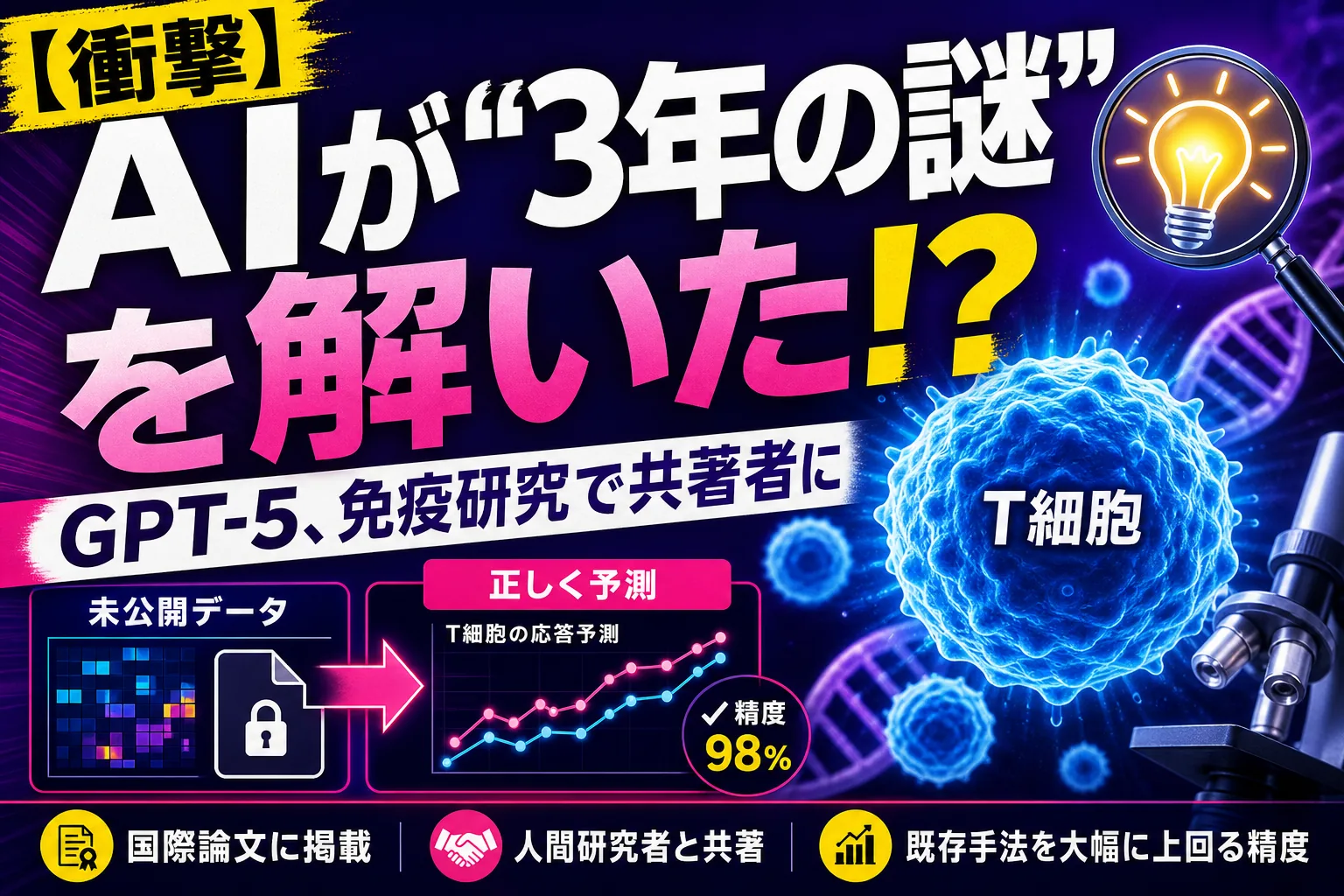 AIが“3年解けなかった謎”を当てた!?GPT-5が免疫細胞の研究で共著者になった話——てんびん丸が整理するんだ