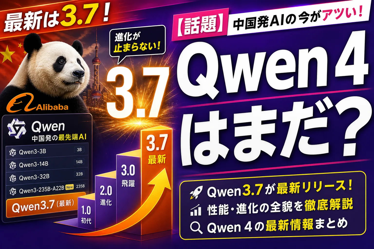 「Qwen 4」はまだ出てないよ【2026年7月時点】最新は Qwen3.7 — いつ出る？今使うなら？を整理