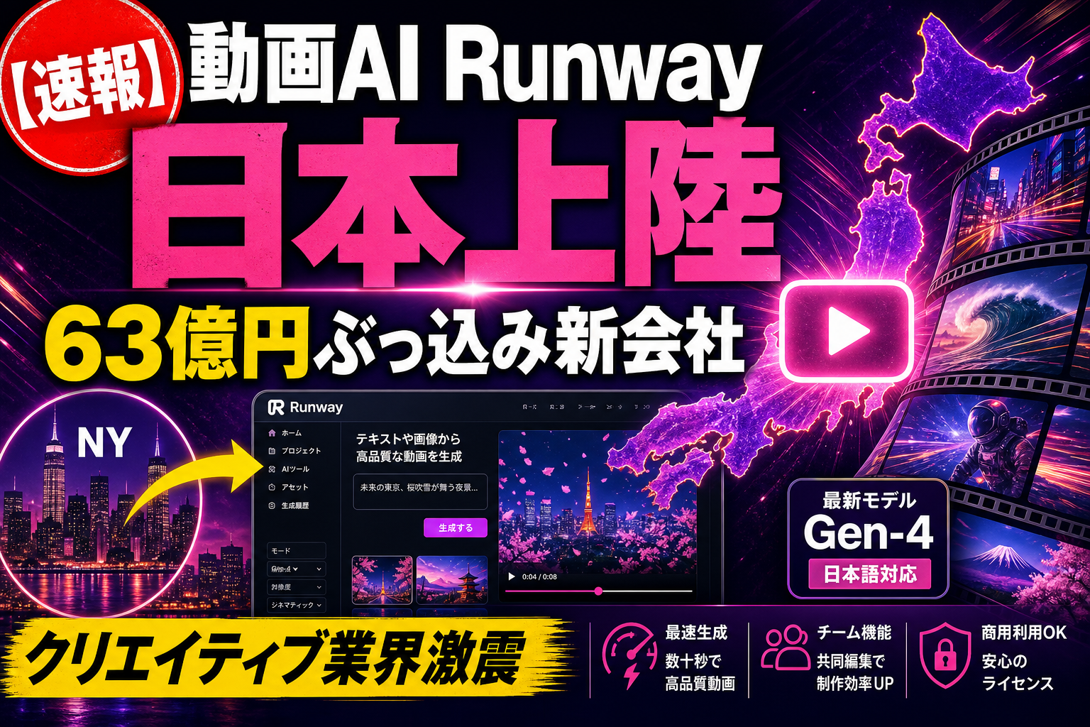 動画生成AI『Runway』が日本上陸！63億円で新会社設立、アニメ・広告業界を狙う
